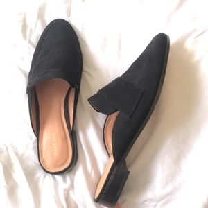 Brand New Halogen Black Suede Mules, size 11